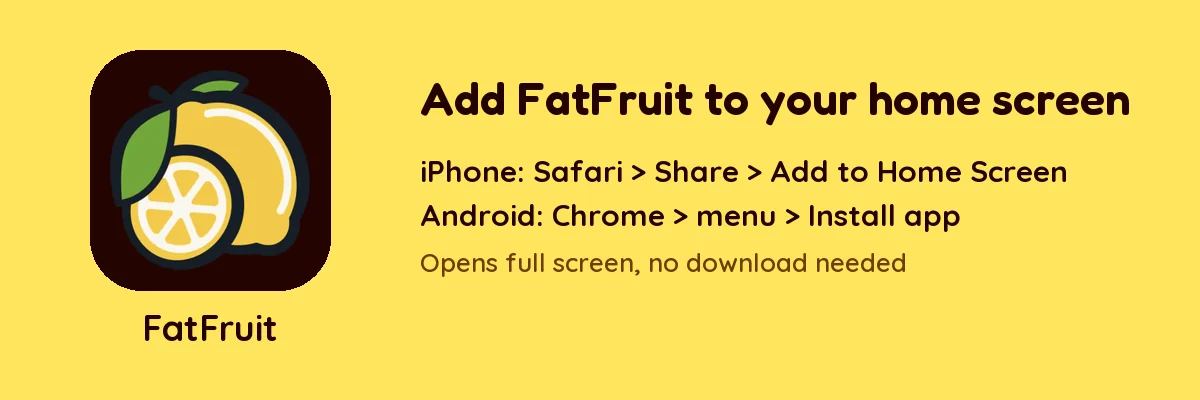 FatFruit Casino lemon icon as a home-screen shortcut on iPhone and Android